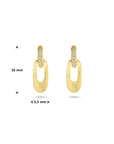 14K geelgouden oorhangers poli/mat diamant 0.04ct 2x 0.02ct h si 16 mm - 4034613