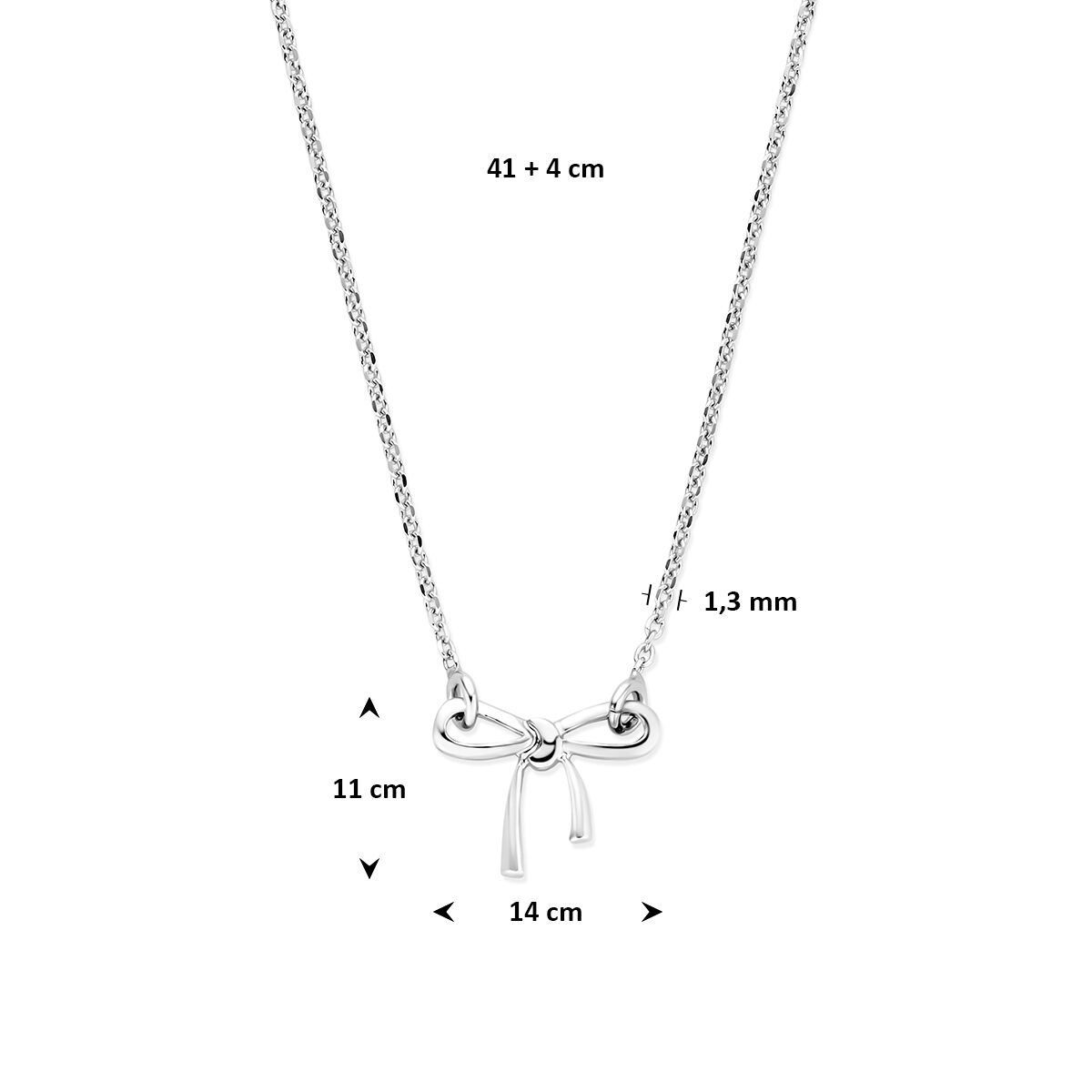 Collier strik 41 + 4 cm zilver gerhodineerd