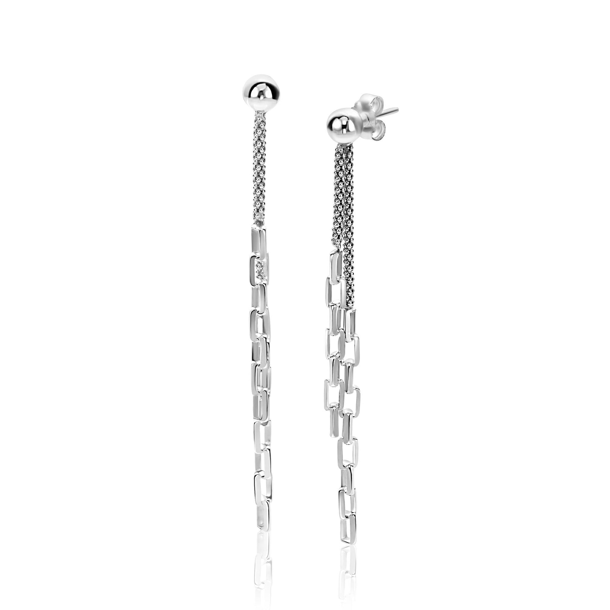 ZINZI zilveren multi-look oorstekers met bungelende paperclip schakels 65mm ZIO2709 - PansiteNederland.nl