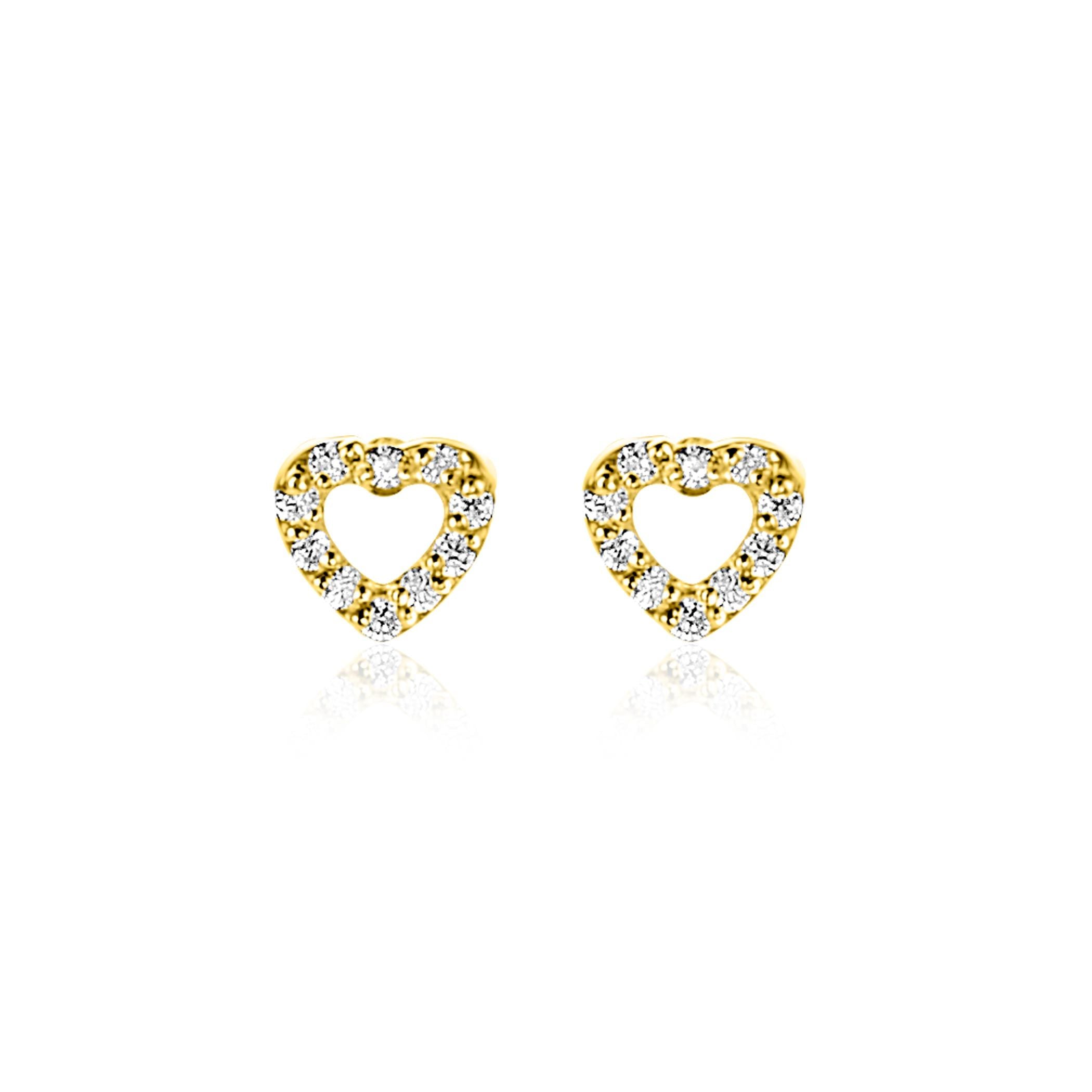 ZINZI 14K Gouden Oorknoppen met Witte Zirkonia ZGO551 oorbellen