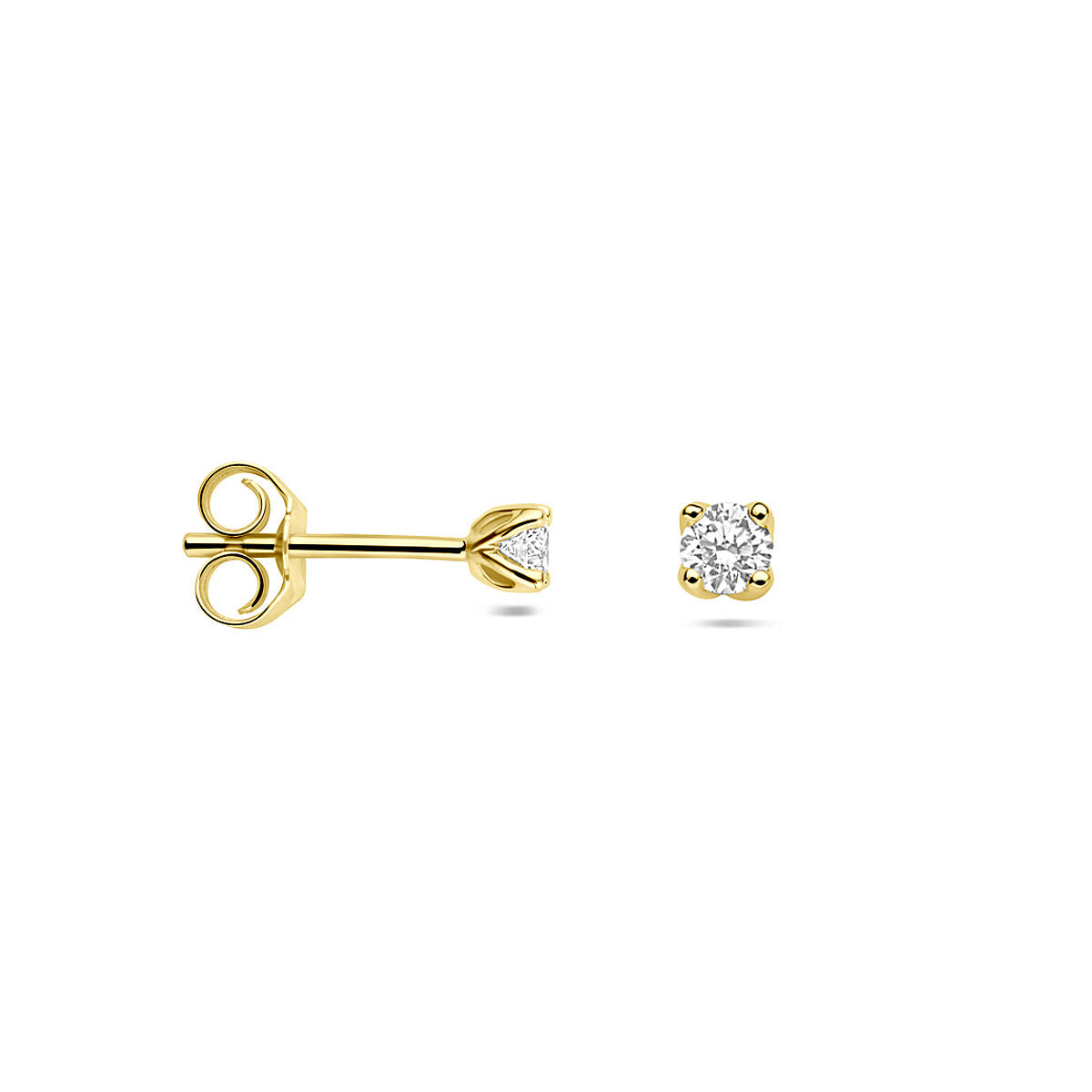14K geelgouden oorknoppen lab grown diamant 0.20ct. 2x 0.10ct h si 3,25 mm - 4033684