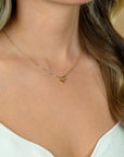 ZINZI Gold Plated Zilveren Ketting met Strik Hanger en Witte Zirkonia 42-45cm ZIC2724Y
