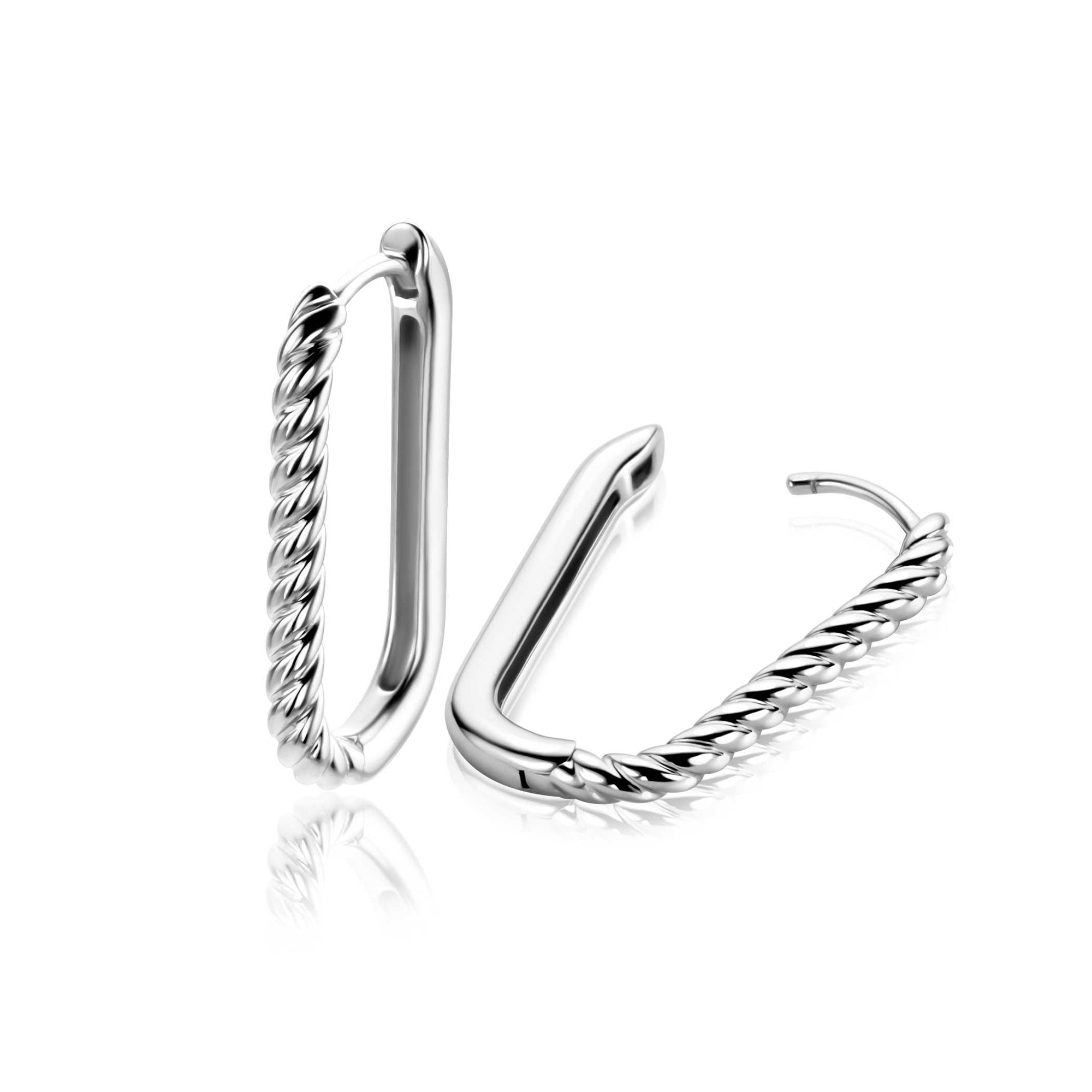 Zinzi 24mm zilveren oorringen in ovale vorm met gedraaide buis en luxe klapsluiting ZIO2692 - PansiteNederland.nl