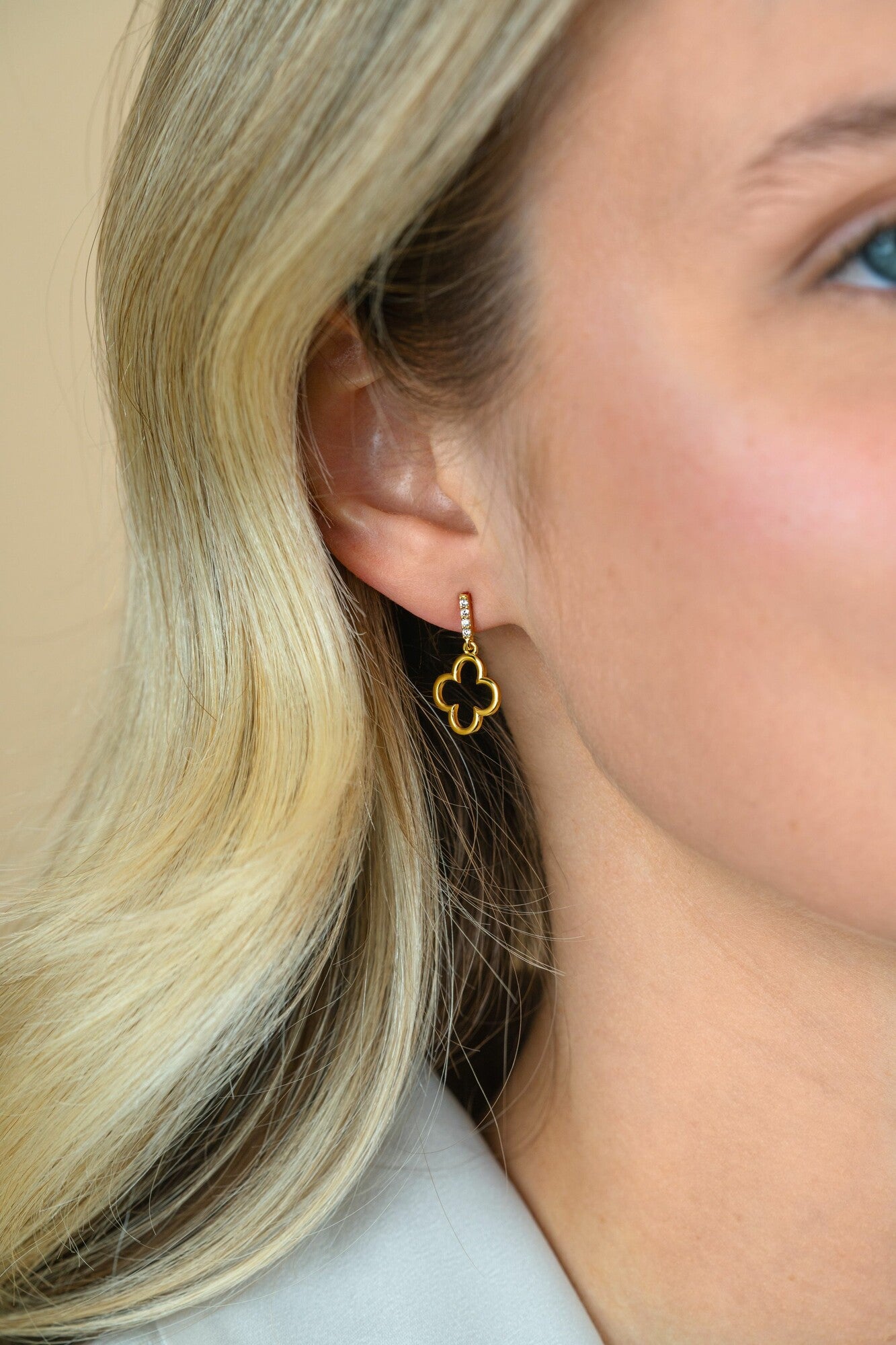 ZINZI gold plated zilveren oorstekers open klaver 20mm ZIO2743 - PansiteNederland.nl