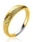 ZINZI gold plated zilveren ring (5mm breed) met veertjesmotief ZIR2644G
