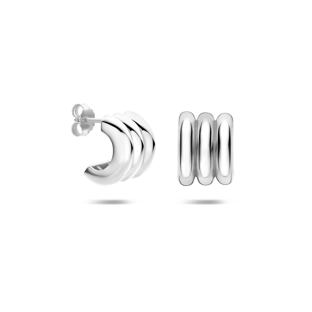 Stekeroorringen zilver gerhodineerd 14,5 mm