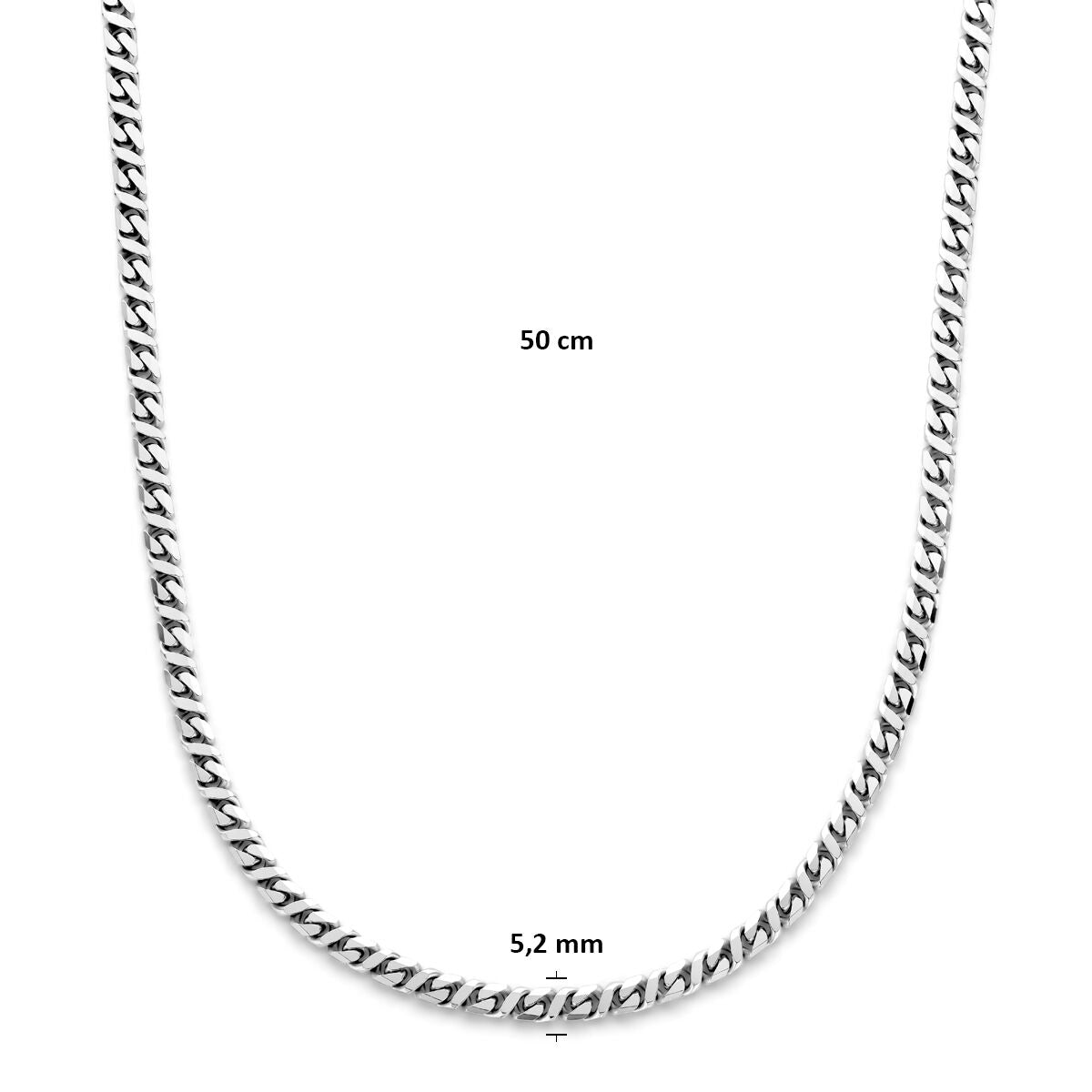 Fantasy Collection Collier gourmette 5,2 mm zilver gerhodineerd