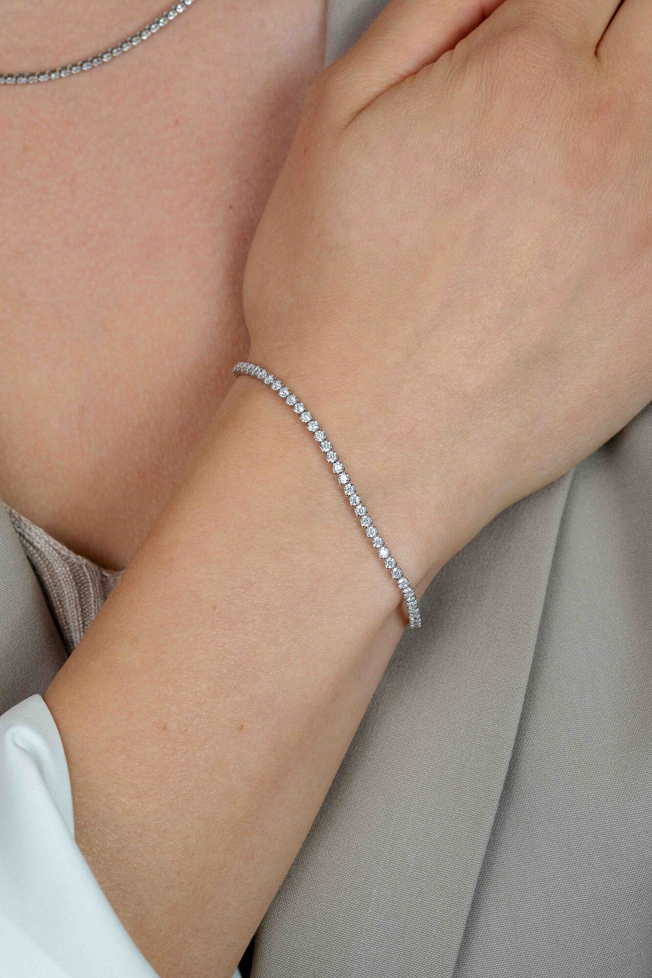 ZINZI zilveren tennis armband 2,3mm breed met rijzetting witte zirconia's - ZIA2795