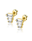 ZINZI gold plated zilveren oorstekers piramidevorm 3-baguette zirkonia 5,5mm ZIO2723Y - PansiteNederland.nl