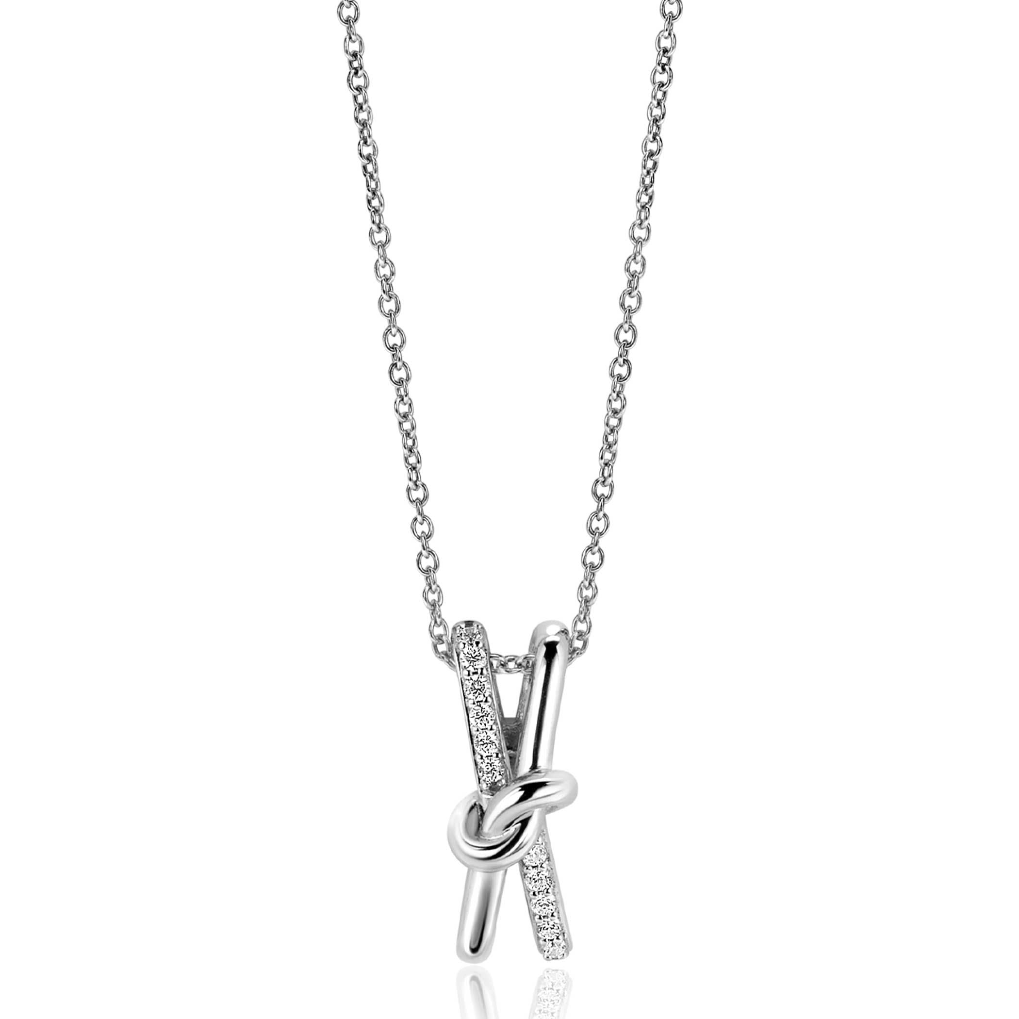 ZINZI Zilveren Ketting met Witte Zirkonia - ZIC2505