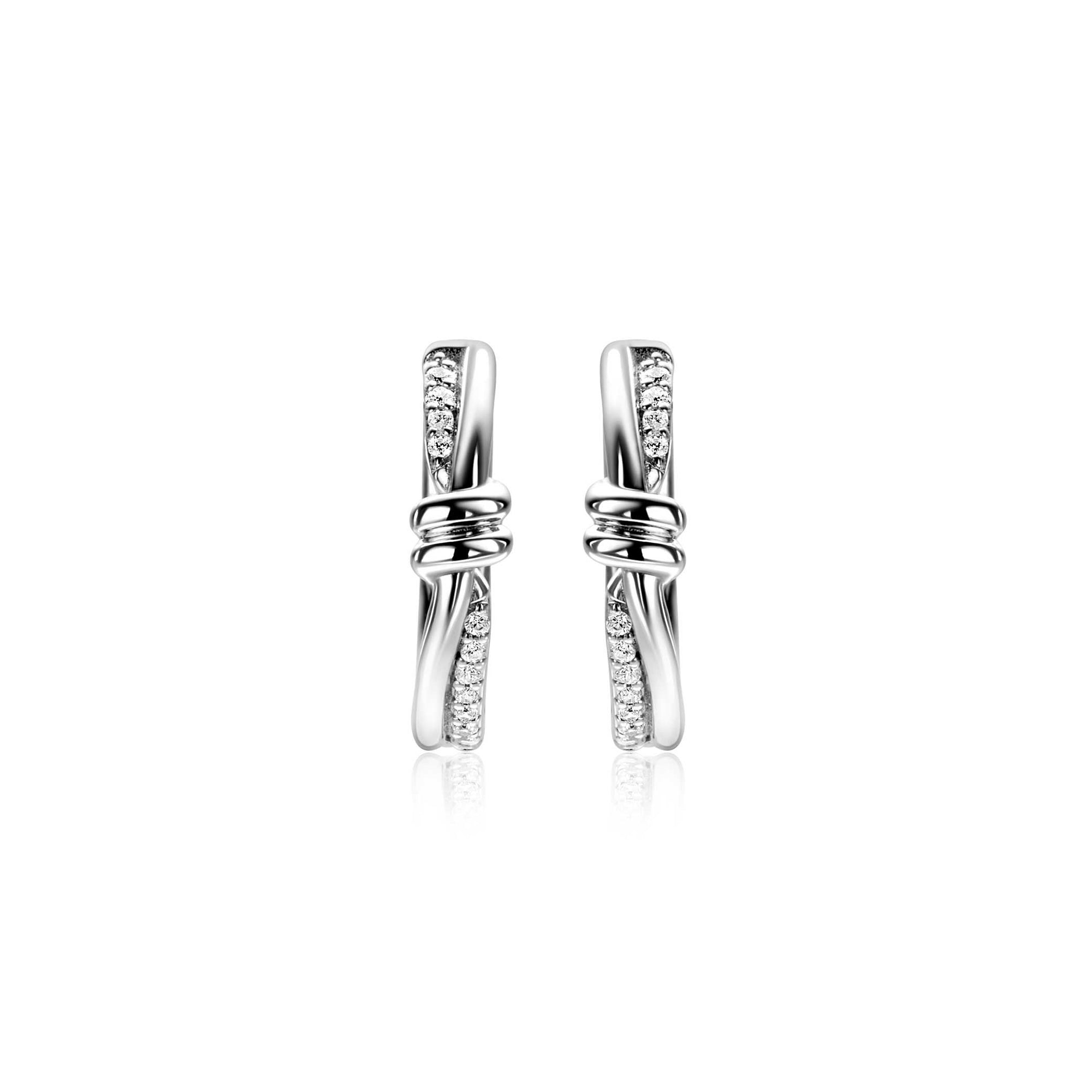 Zinzi 19mm zilveren oorringen met speelse twist en knoop. Luxe klapsluiting ZIO2680 - PansiteNederland.nl