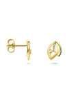 14K geelgouden oorknoppen poli/mat diamant 0.02ct 2x 0.01ct h si 9,5 mm - 4034620