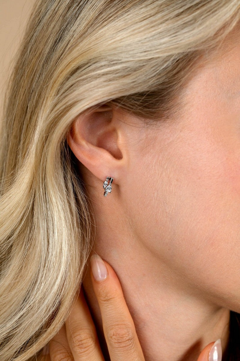 Zinzi 12mm zilveren multi-look oorstekers met peervormige en ovale witte zirkonia's ZIO2689 - PansiteNederland.nl