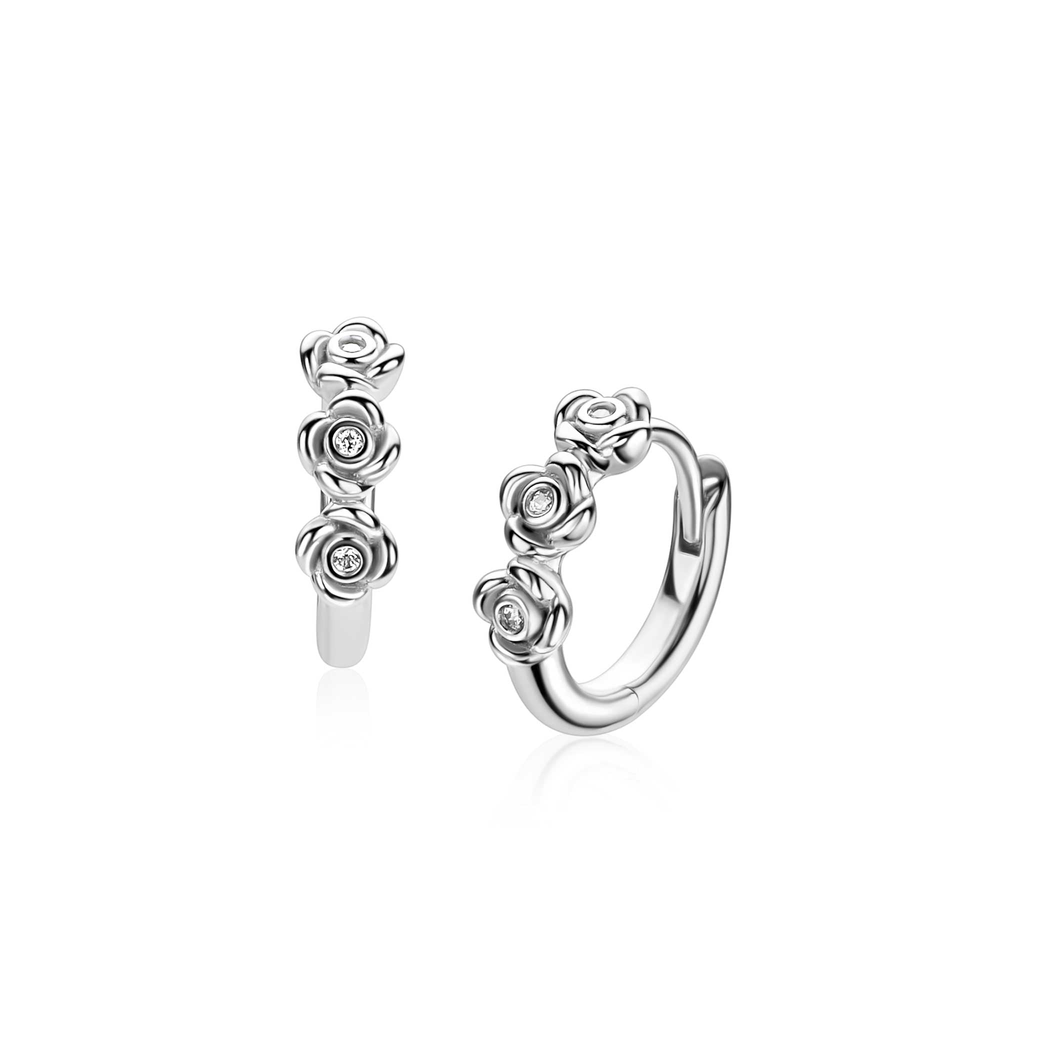 ZINZI Zilveren Oorbellen 13mm wit - ZIO2873