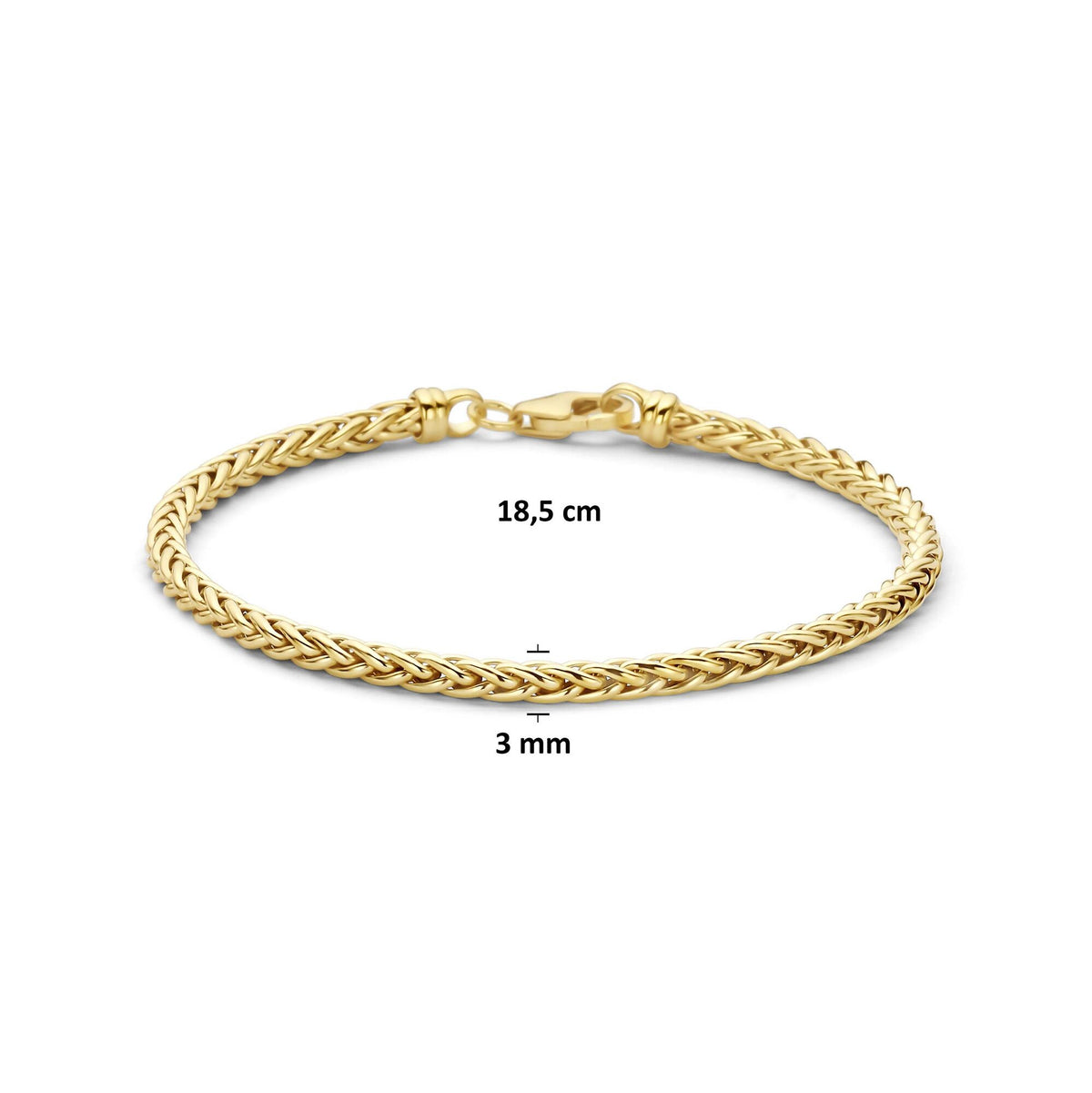 Armband vossestaart 3,0 mm 18,5 cm massief 9K geelgoud