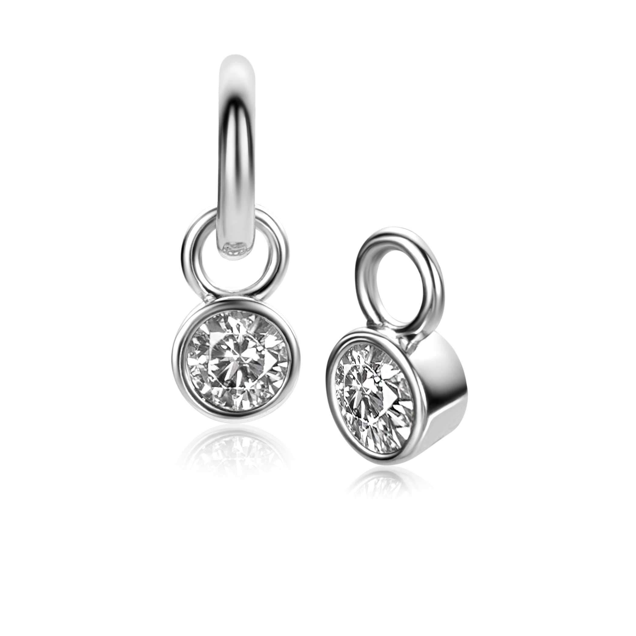 ZINZI APRIL oorbedels zilver met geboortesteen diamant wit zirconia (excl. oorbellen)