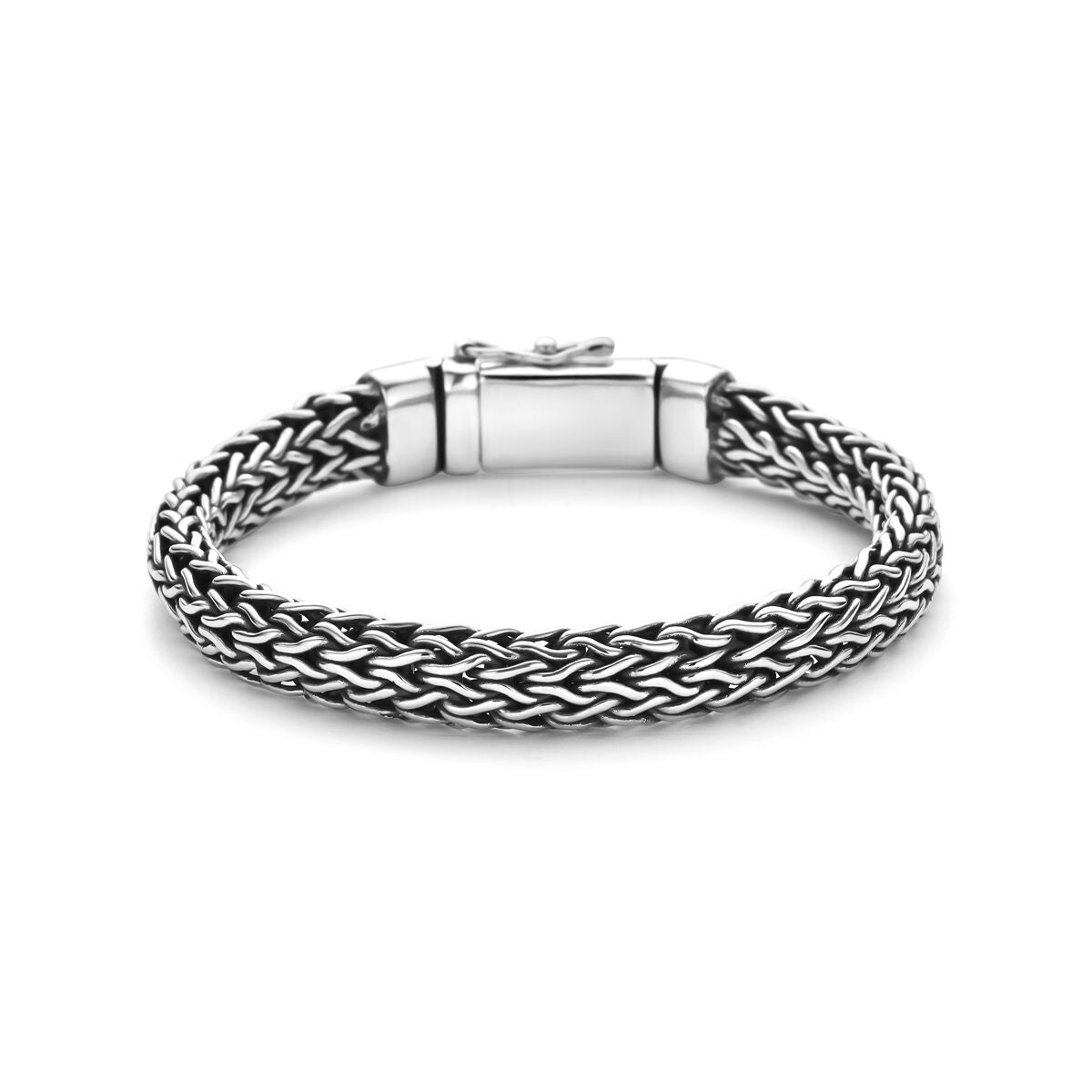 Armband oxi vossestaart 9 mm 21 cm zilver geoxideerd