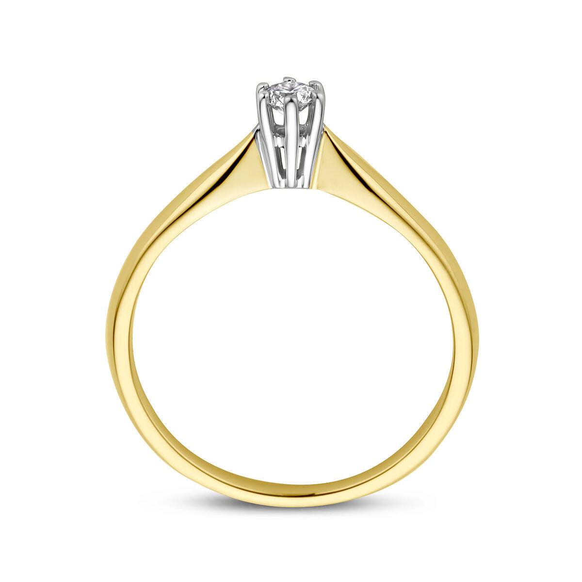 Ring diamant 0.10ct h si 14K bicolor goud geel/wit