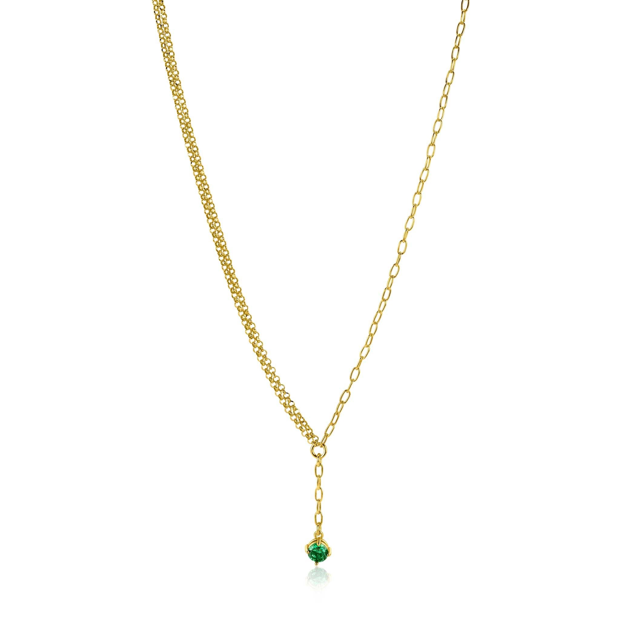 ZINZI Verguld Zilveren Ketting met Groene Zirkonia - ZIC2660G