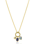 ZINZI Gold Plated Zilveren Ketting met Ronde Sluiting en Drie Bedels 42-45cm ZIC2737