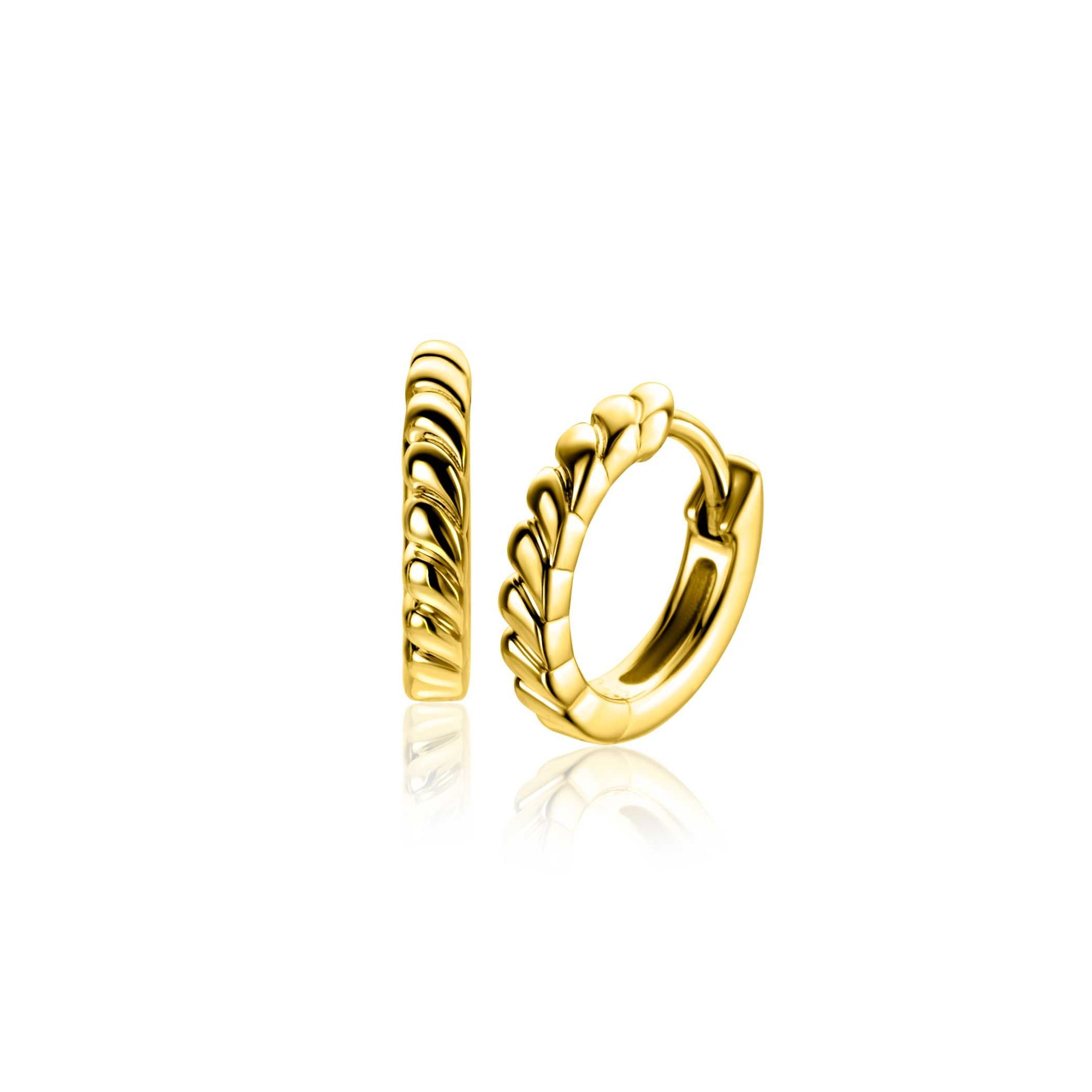 Zinzi 14mm gold plated zilveren oorringen met kleine druppels en luxe klapsluiting ZIO2688G - PansiteNederland.nl