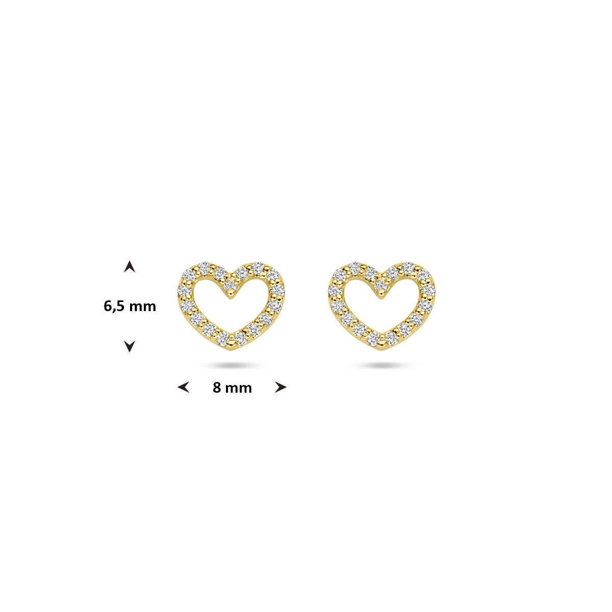 Fantasy Collection Oorbellen hartje lab grown diamant 0.19ct (2x 0.095ct) g vs 6,5 mm 14K geelgoud