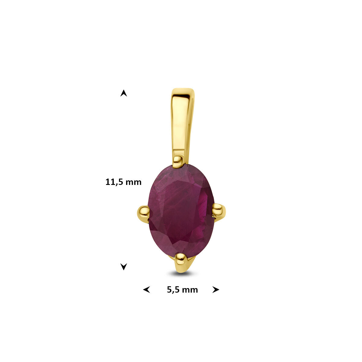 Hanger robijn 14K geelgoud 11,5 mm