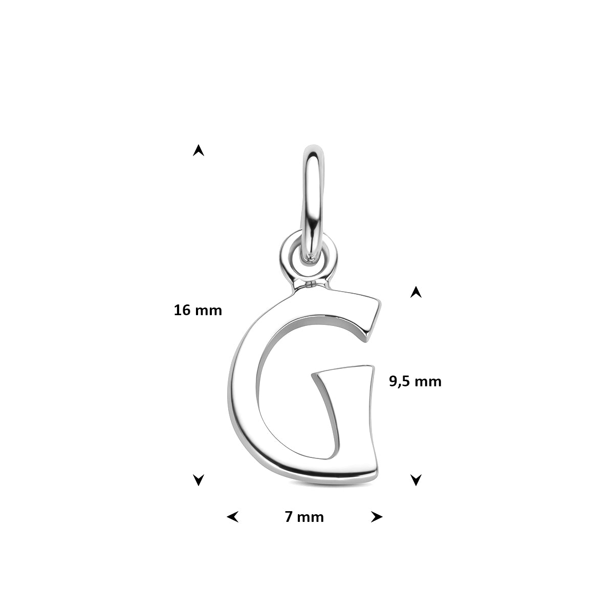Hanger letter G 12 mm zilver #Letter_G