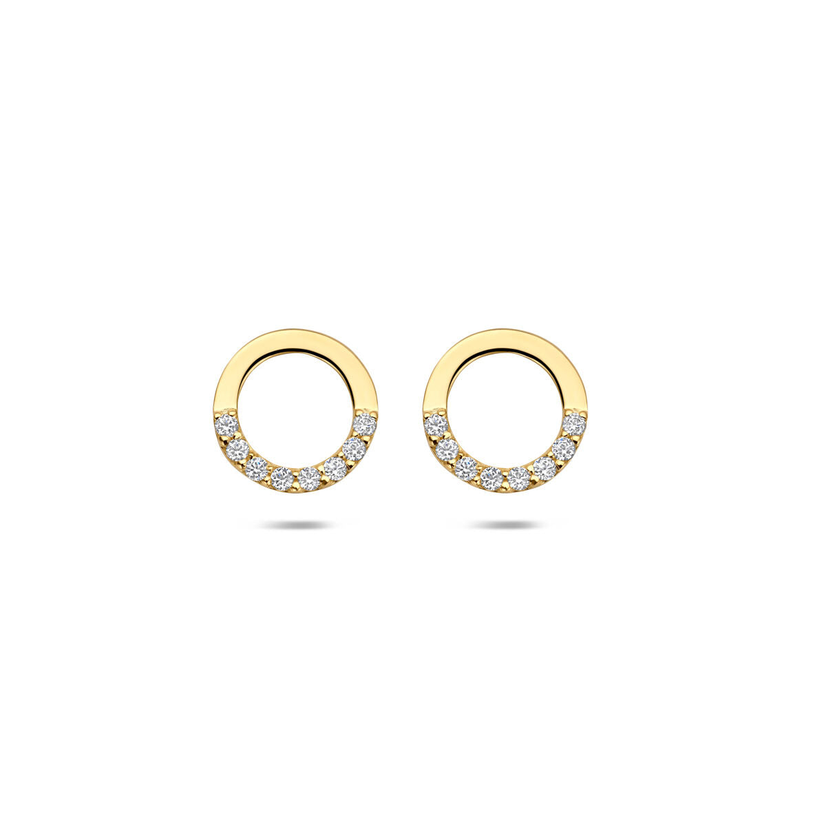 Oorknoppen zirkonia 9K geelgoud 9 mm wit