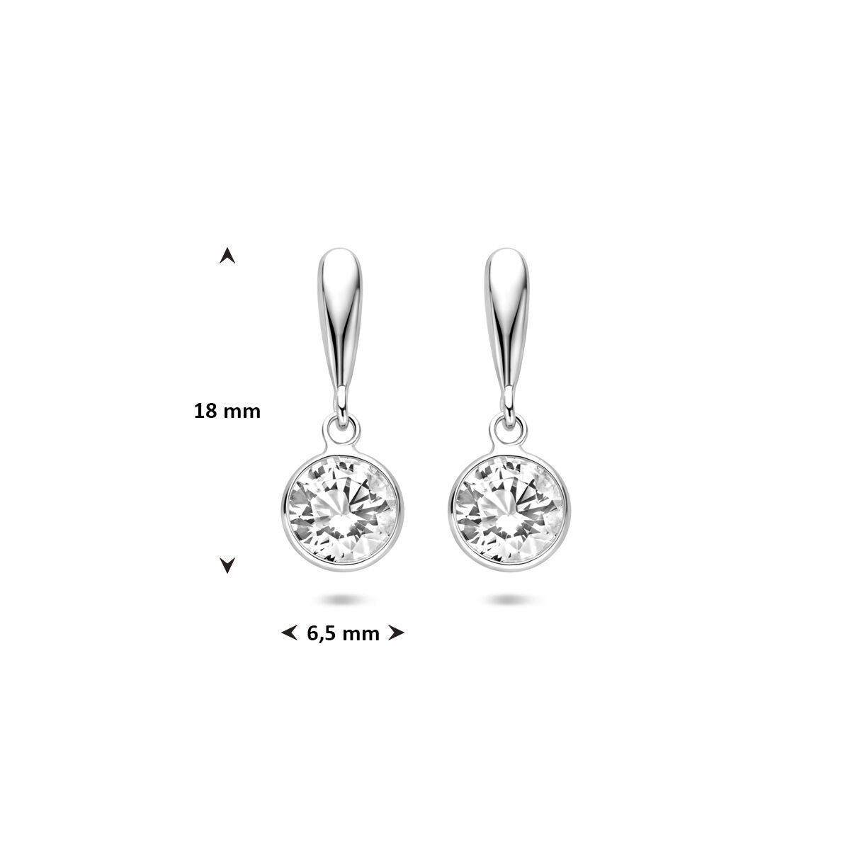 Zilveren gerhodineerde oorhangers zirkonia 18 mm - 1341724