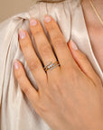 ZINZI gold plated zilveren multi-look ring met 3 rijen zirkonia's ZIR2645Y