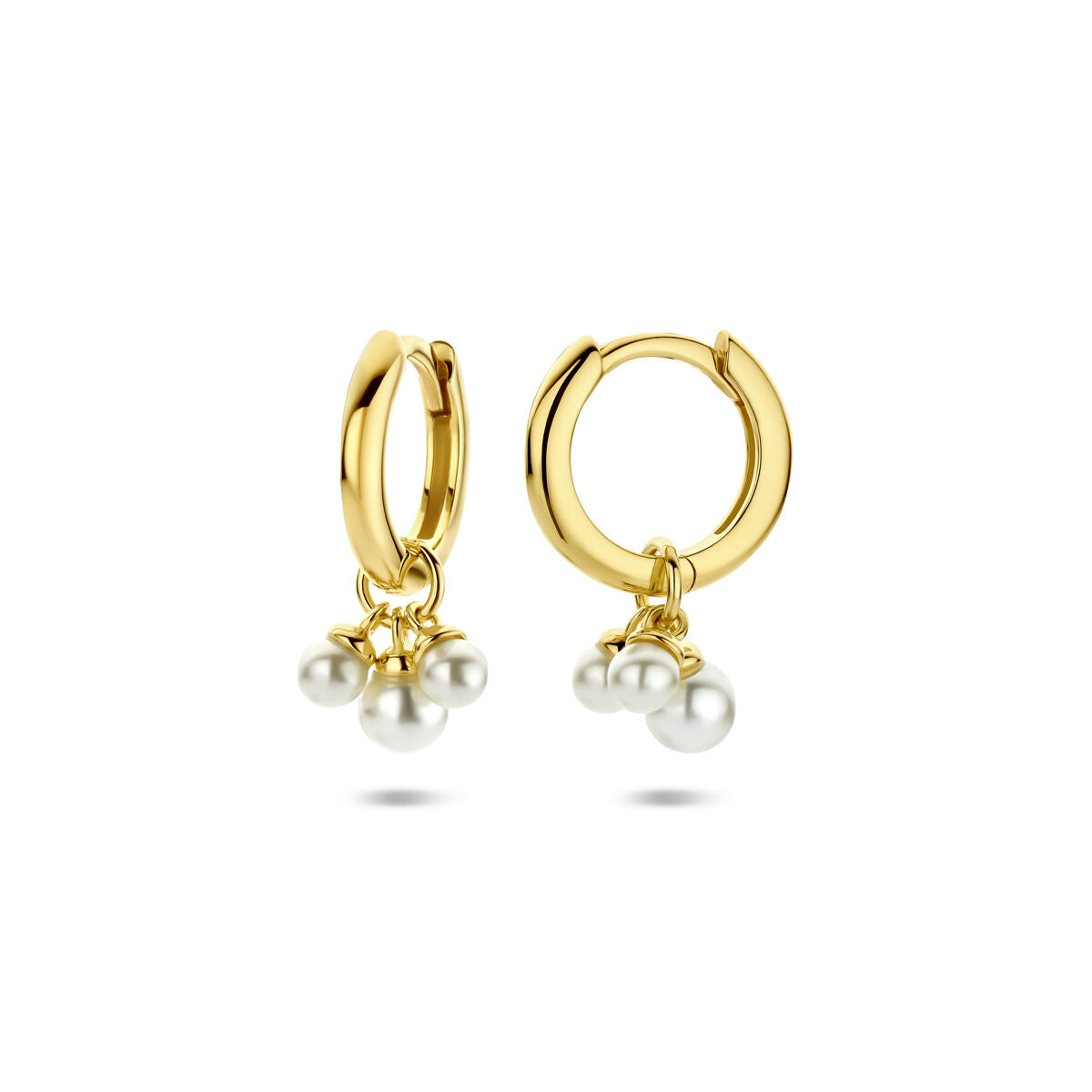 Zilveren vergulde geel oorringen parels 17 mm 1 micron - 2104064