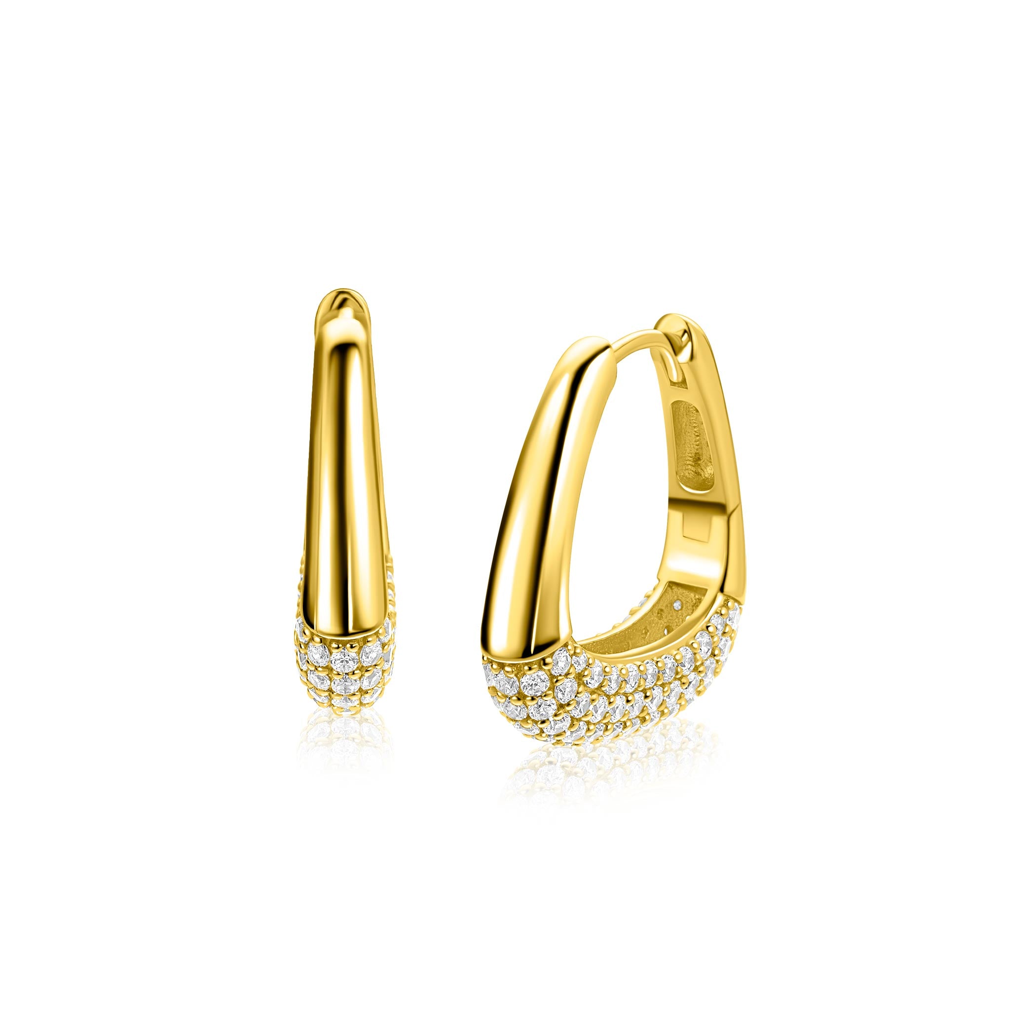 ZINZI Verguld Zilveren Oorbellen 21mm wit - ZIO2806Y