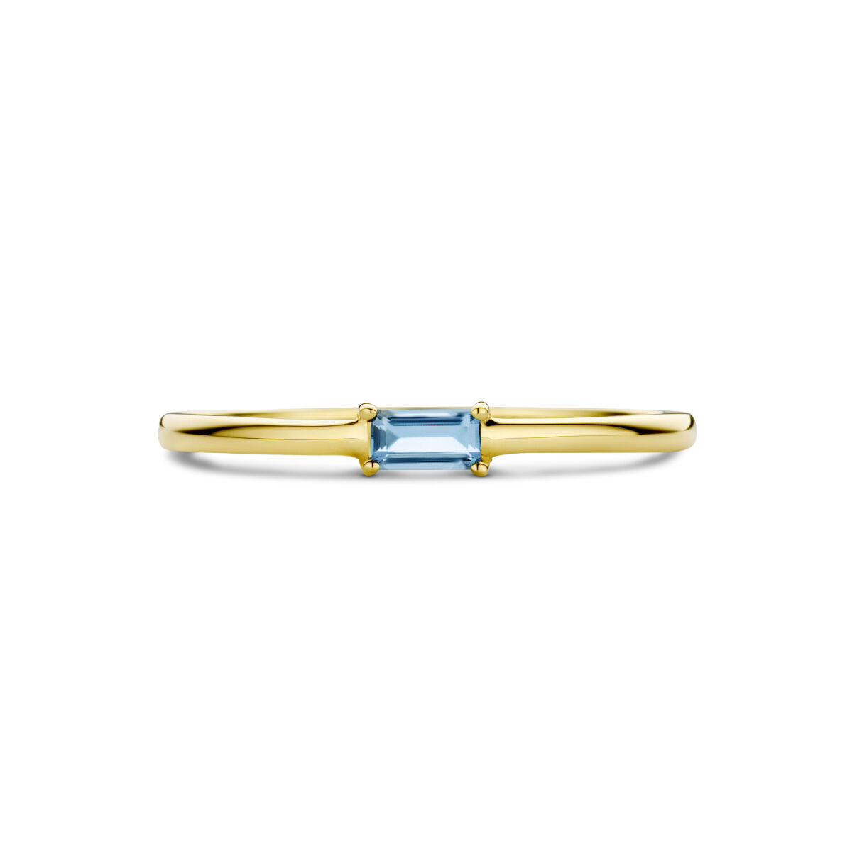 Ring met geboortesteen aquamarijn maart 14K geelgoud