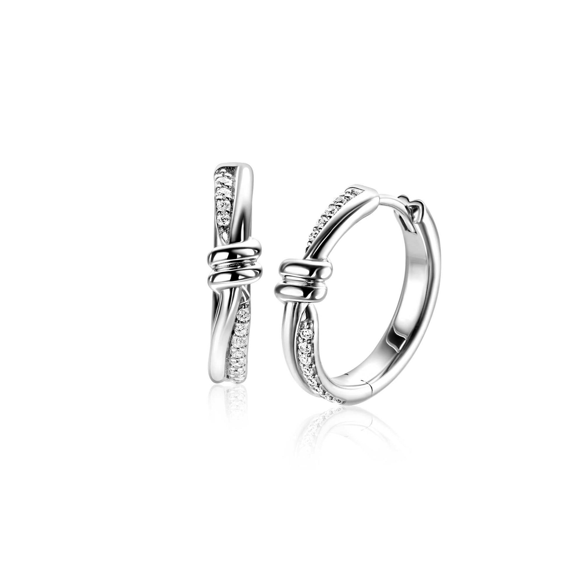 Zinzi 19mm zilveren oorringen met speelse twist en knoop. Luxe klapsluiting ZIO2680 - PansiteNederland.nl