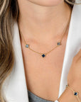 ZINZI gold plated zilveren schakelketting met twee lichtblauwe klavers en een donkerblauwe klaver 42-45cm ZIC2662B - PansiteNederland.nl