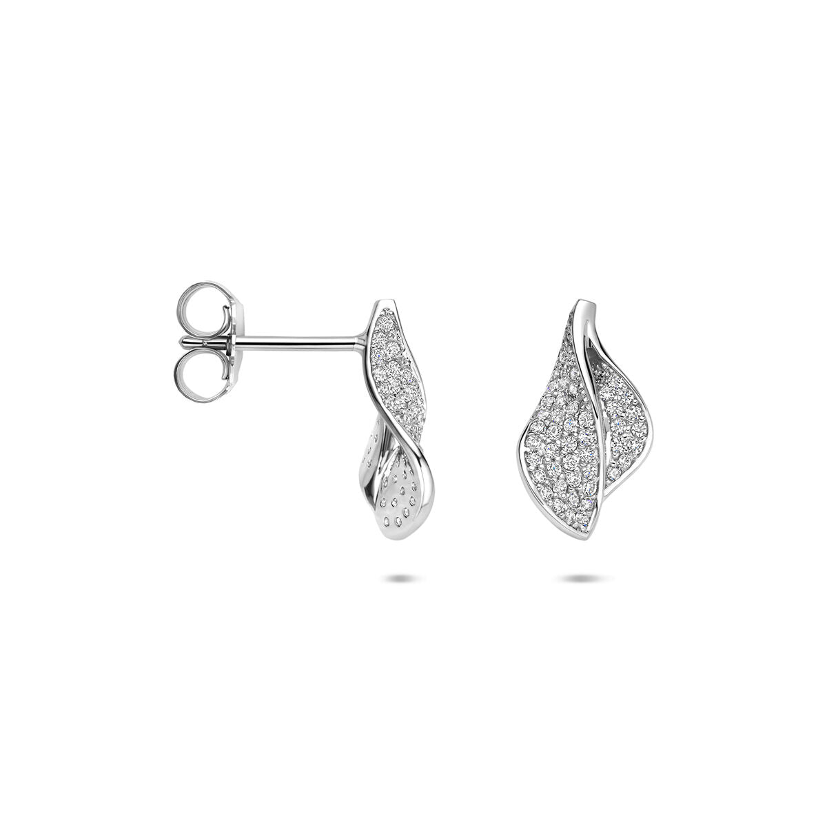 Zilveren gerhodineerde oorknoppen zirkonia 14 mm - 1341315