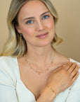 ZINZI Gold Plated Zilveren Ketting met Witte Zoetwaterparels en Druppeltjes 42-45cm ZIC2753