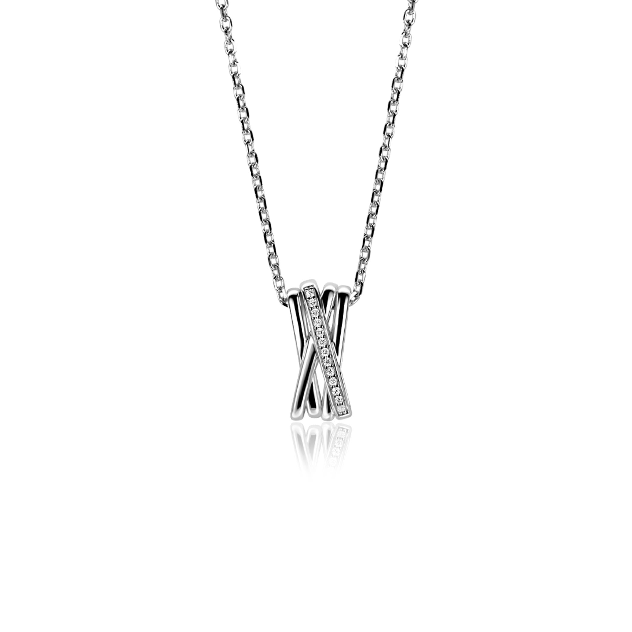 ZINZI 42 Hanger (16mm) Bezet Zirkonia's Ketting - ZIC1790