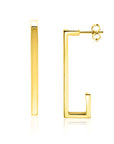 Zinzi Gold 14 karaat gouden oorstekers met grote strakke rechthoeksvorm. Grootte 33 x 2,4mm. ZGO483