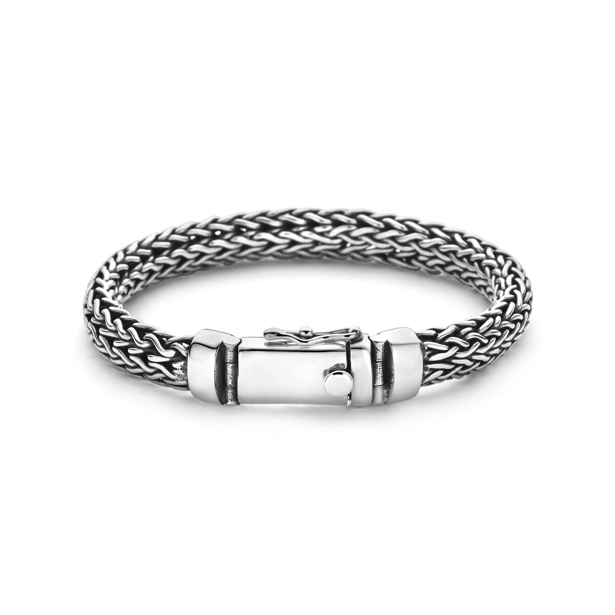 Armband oxi vossestaart 9 mm 21 cm zilver geoxideerd