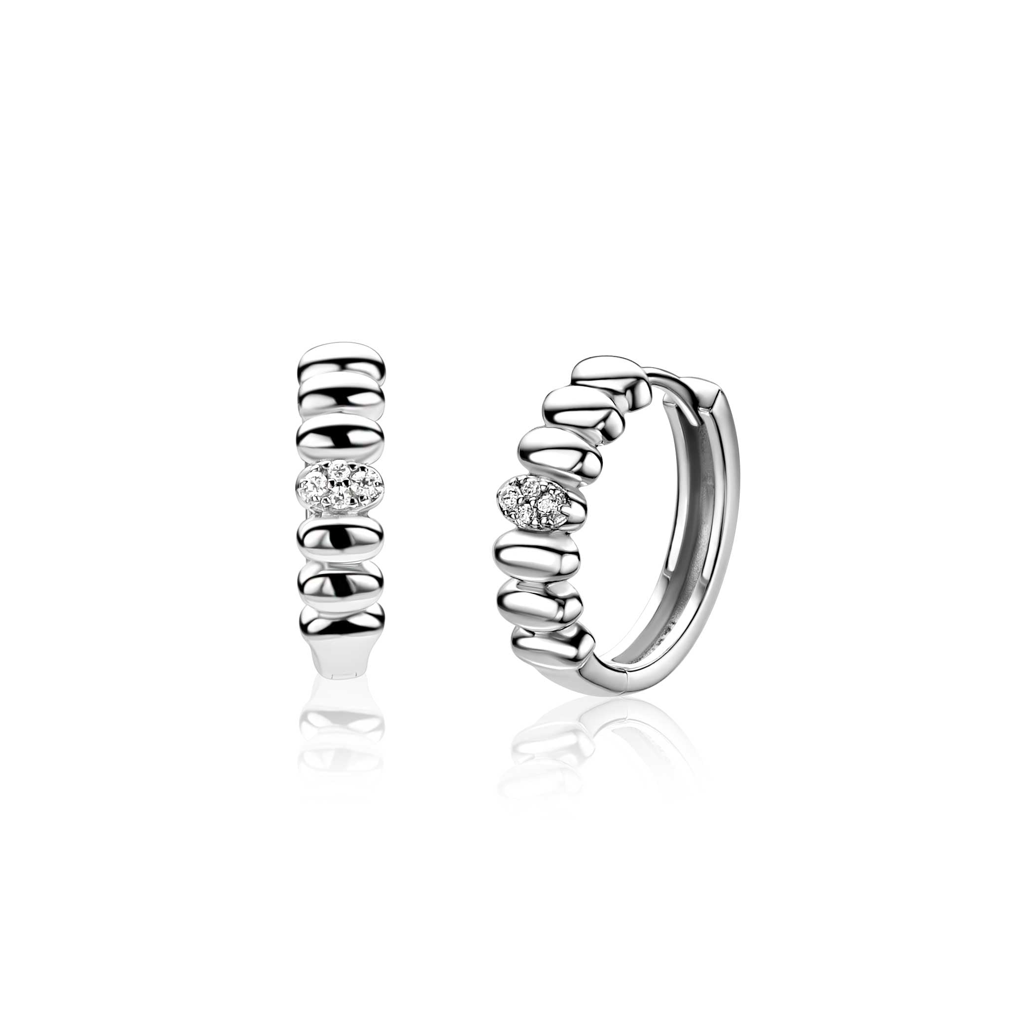 ZINZI Zilveren Oorbellen 15mm wit - ZIO2876