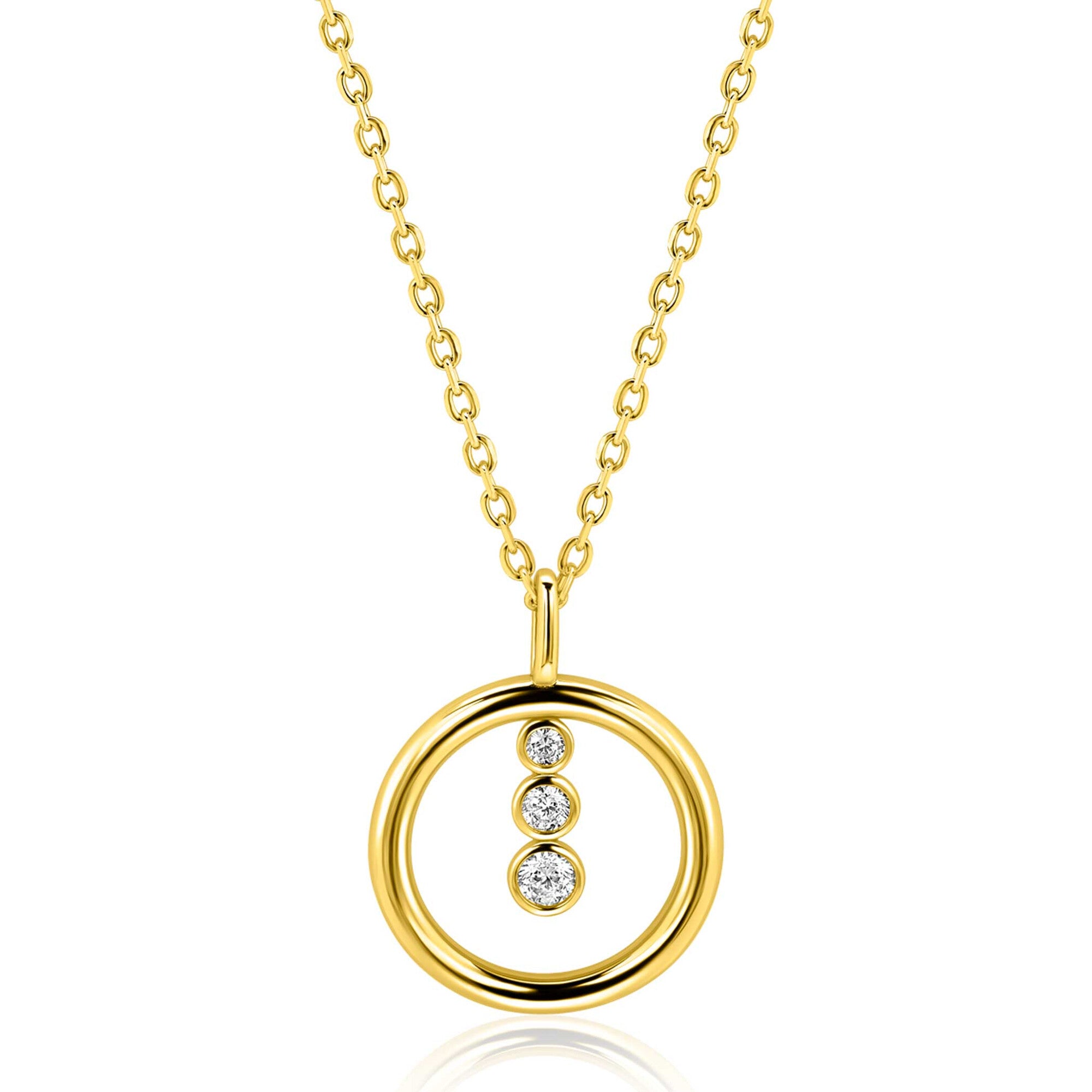 ZINZI Verguld Zilveren Ketting met Witte Zirkonia ZIC2820Y