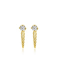 ZINZI Gold 14 krt gouden oorstekers met ketting en ronde witte zirkonia 12mm ZGO552 - PansiteNederland.nl