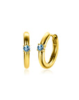 Zinzi DECEMBER oorringen 13mm gold plated met geboortesteen blauw topaas zirkonia ZICR-DEC - PansiteNederland.nl