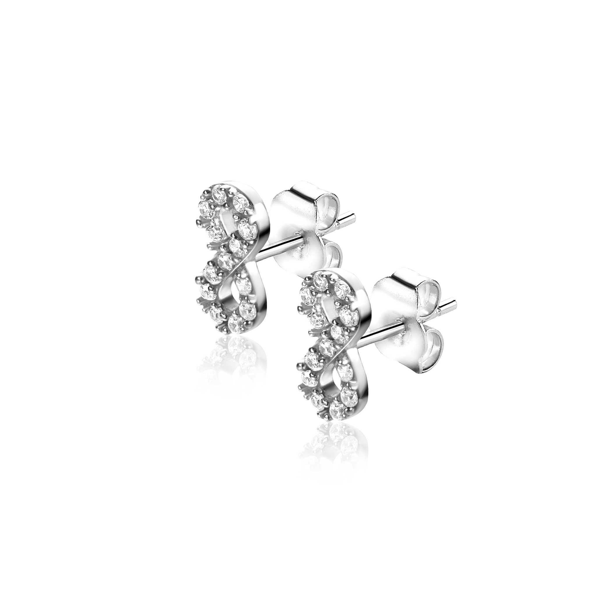 ZINZI Zilveren Oorknoppen met Witte Zirkonia oorhangers - ZIO2597