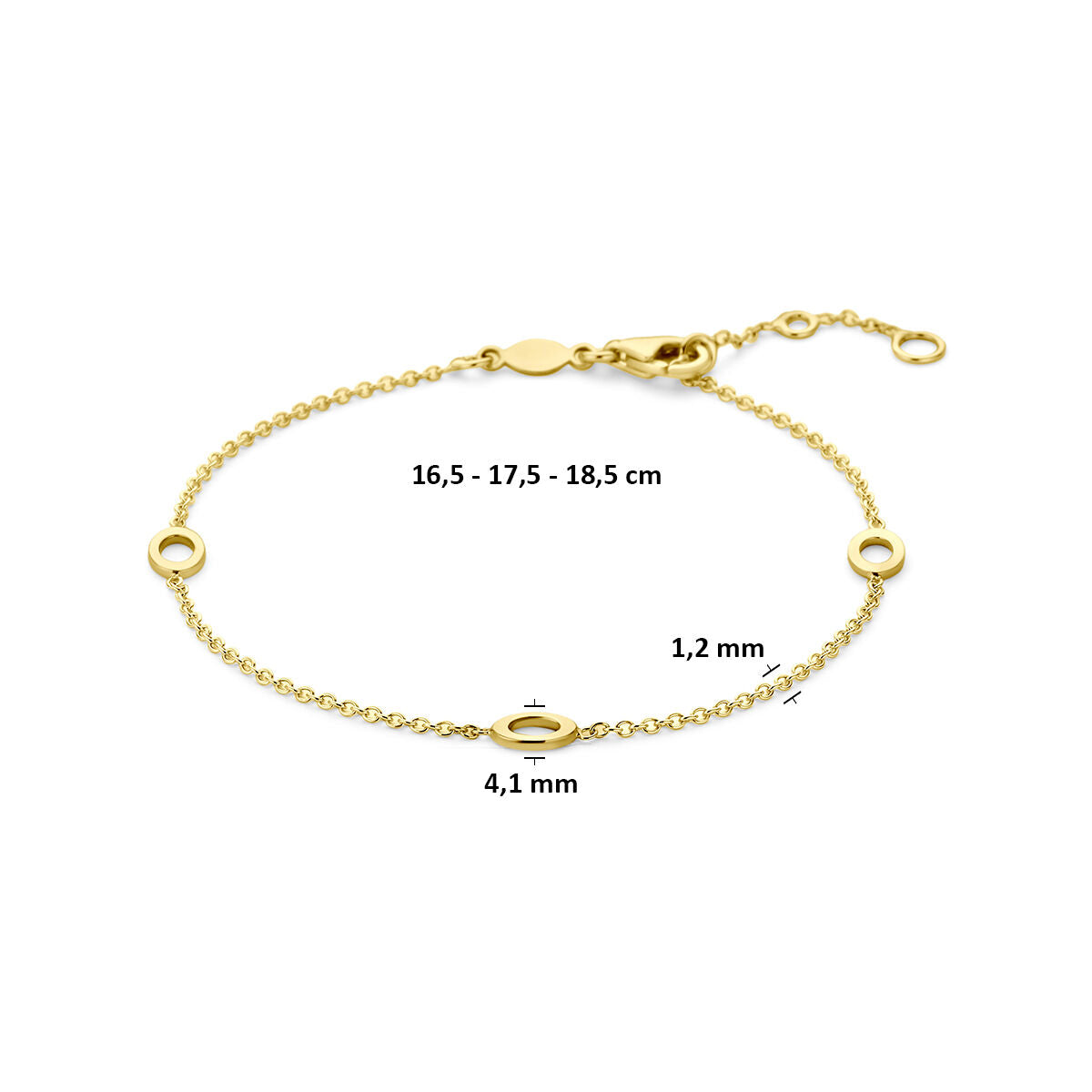 Armband 9K geelgoud 16,5 - 17,5 - 18,5 cm 8001449