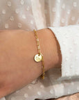 Zinzi zilveren armband 14K geel verguld paperclip schakel rond plaatje ZIA2166G