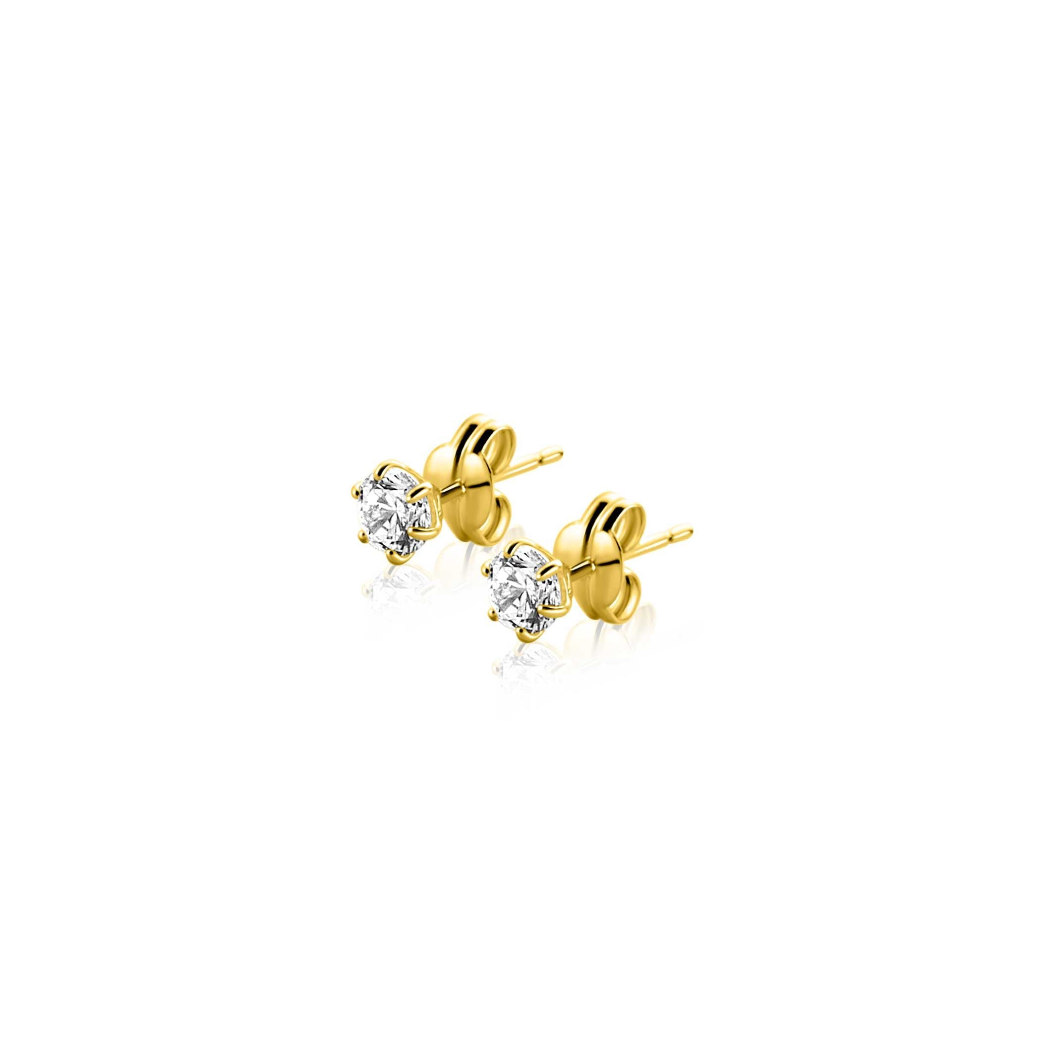 ZINZI 14K Gouden Oorknoppen met Witte Zirkonia ZGO544 oorbellen