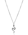ZINZI Zilveren Ketting met Slang Hanger 27mm en Witte Zirkonia 42-45cm ZIC2721